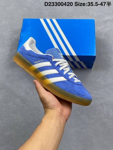 Adidas Originals Gazelle Indoor 三叶草休闲防滑耐磨低帮板鞋 蓝白 纯原版本 鞋头出色设计 塑就出众贴合感稳固的后跟贴合足部曲线设