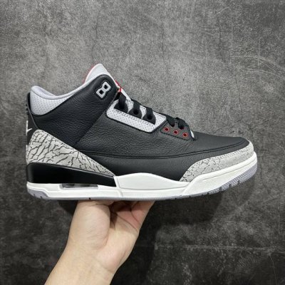 纯原X版X10特价 原450+版本 40-47.5男鞋 air Jordan 3 Og Black Cement 版Aj3黑水泥出货 原厂皮料 原装细纹磨砂爆裂