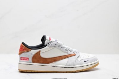 公司级Aj1倒勾Travis Scott X Air Jordan 1 ” Reverse Mocha “ Aj1乔1 Ts 闪电 联名倒钩 低帮文化篮球鞋 完