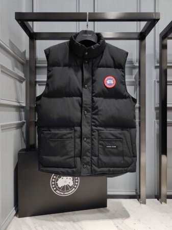 渠道优势，支持代发！ 外贸保真版：大鹅20款马甲 黑色 Canada Goose Log徽标男款羽绒马甲 Size：Xs S M L Xl Xxl - 点击图像关闭
