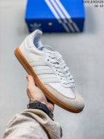 阿迪达斯三叶草Adidas Originals Samba Vegan Og桑巴舞系列绅士德训足球风百搭低帮休闲运动板鞋 皮革白黑浅灰焦糖底环保标识 Hq703