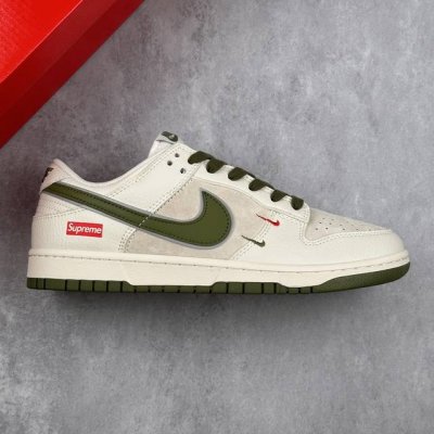 本地 核心私 Nk Sb Dunk Low Supreme联名-双勾米深绿 周年高端定制 低帮休闲板鞋 #定制鞋盒 大厂纯原品质出货 超高清洁度 皮料切割干净无