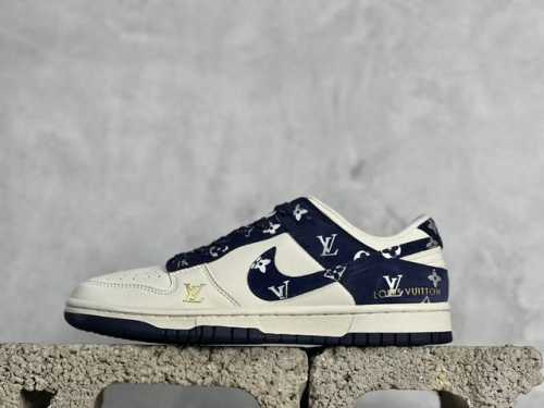 nk Sb Dunk Low Lv联名-米白蓝勾 周年高端定制 低帮休闲板鞋 Xd6188-029 #定制鞋盒 大厂纯原品质出货 超高清洁度 皮料切割干净无任何