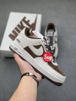海外限量发售 公司级 Nike Air Force 1 07 Low “灰咖色”全麂皮supreme联名秋冬 空军一号低帮休闲板鞋 3M反光 定制皮料 原盒原包