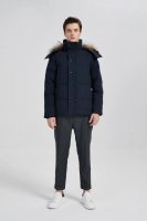 上身效果示范图！ 外贸保真版：大鹅25款 深蓝 Canada Goose Wyndham Fusion Fit 派克大衣连帽羽绒服 男款 Size：S M L