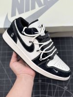 Air Jordan 1 Low Aj1 乔1暴力熊联名-米黑马克线 高端定制 低帮复古篮球鞋 #定制鞋盒 大厂纯原品质出货 超高清洁度 皮料切割干净无任何毛边