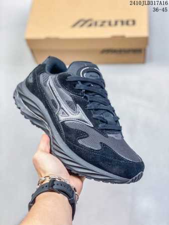 Mizuno Wave Riderβ网布合成革皮革运动舒适减震防滑耐磨透气低帮生活休闲鞋男女同款云白色尺码：36-45 编码：10Jld317A16 - 点击图像关闭