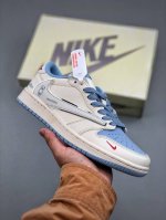 410支持放店 Travis Scott X Fragment Design X Air Jordan 1 Low Og Sp 乔1暴力熊联名 卡通米蓝 低帮文