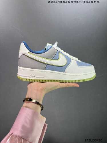 公司级特价福利 Nike Air Force 1 ‘07 米绿蓝 空军一号低帮休闲板鞋 3M反光 进口牛筋布 原楦头原纸板 纯正空军版型 定制鞋盒 全掌内置全掌