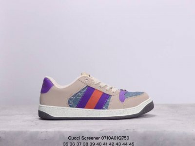 原盒特价 古驰男女鞋 Gucci Screener系列做旧条纹织带脏脏鞋时尚复古板鞋潮运动鞋 复古学院风款式与融入怀旧运动服风格的面料风靡数十年，不同风格演绎出