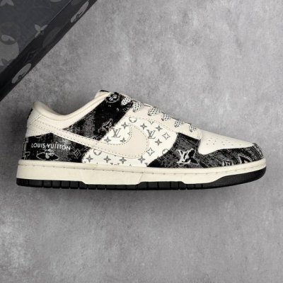 本地 核心私 Nk Sb Dunk Low Lv联名-白黑牛仔印花 3M反光 夜光效果 周年高端定制 低帮休闲板鞋 #高端定制鞋盒 大厂纯原品质出货 超高清洁度