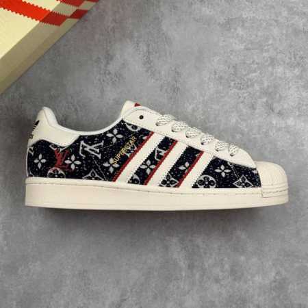 本地 核心私 louis Vuitton X Adidas Original Superstar 路易威登Lv X 阿迪达斯 低帮 联名白蓝红 贝壳头防滑耐磨轻 - 点击图像关闭