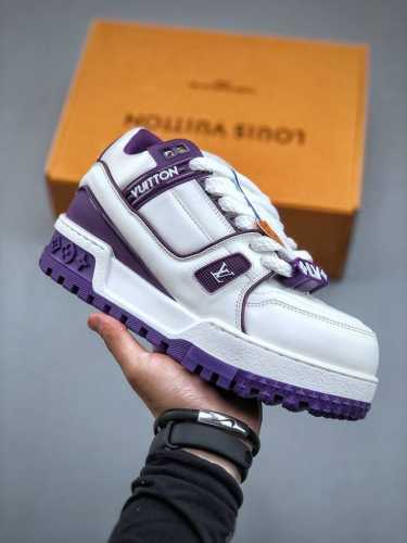 新货顶级纯原代购芯片版本披靡市场任何版本！细节完美呈现！ Louis Vuitton Trainer Lv 路易威登 独家全新升级最新包装，海淘代购同渠道品质