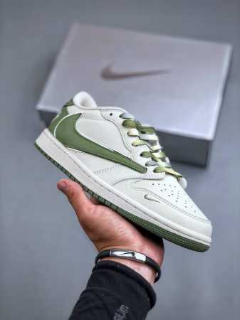 Travis Scott X Fragment Design X Air Jordan 1 Low Og Sp Aj1 乔1 Ts联名-米白青草绿 低帮文化休闲 - 点击图像关闭