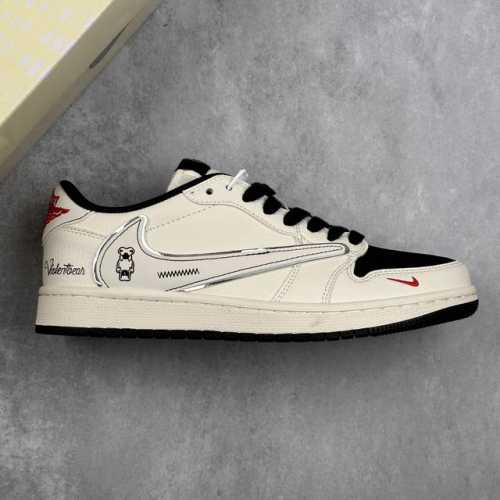 本地360 核心私 travis Scott X Fragment Design X Air Jordan 1 Low Og Sp 乔1暴力熊联名 卡通米黑 低