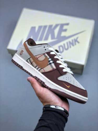 海外爆款限量发售 高端定制Nike Sb Dunk Low 巴宝莉联名---棕卡其格纹 高端定制 低帮休闲板鞋 定制鞋盒 大厂纯原品质出货 超高清洁度 皮料切割