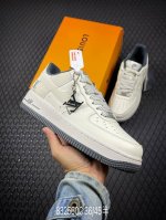 c Nk Air Force 1‘07 Low Lv联名-米白灰双勾 空军一号低帮休闲板鞋 #原楦头原纸板 原装鞋盒 定制五金配件 内置全掌气垫 原厂鞋底 货号