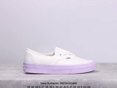 万斯官网同步更新vans Authentic 舒适 休闲 防滑耐磨 低帮 帆布鞋 男女同款 白色紫薯。鞋面整体以米白为主色，鞋底部分也同样表示了其合作身份。外底