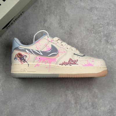 本地 核心私 Nike Air Force 1'07 Low Pink And Blue Love 520系列限定 粉蓝爱心 空军一号低帮休闲板鞋 #粉蓝爱心，