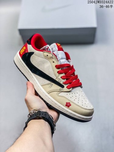 公司级Aj1倒勾Travis Scott X Air Jordan 1 ” Reverse Mocha “ Aj1乔1 Ts 闪电 联名倒钩 低帮文化篮球鞋 完