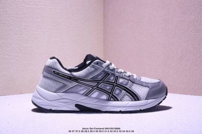 公司级Asics 亚瑟士 透气网眼鞋面配合部分合成革材质，全新Rearfoot Gel后置凝胶缓冲效果日本专业跑鞋品牌-亚瑟士Asics Gel-Contend