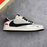 本地 核心私 Stussy X Travis Scott X Air Jordan 1 Low 斯图西 X Aj1 乔丹1代 Aj1 乔1 低帮 灰白黑倒勾联名