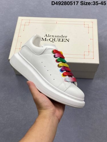 意大利高奢品牌Alexander Mcqueen亚历山大 麦昆 Sole Leather Sneakers低帮时装厚底休闲运动小白鞋 货号:553770 Whz
