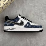 本地 核心私 Louis Vuitton X Nike Air Force 1 Low 路易威登Lv X 耐克 空军一号 低帮 联名蓝白黑 休闲运动板鞋 鞋身整