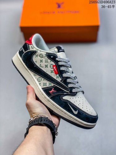 海外爆款限量发售 Travis Scott X Fragment Design X Jordan Air Jordan 1 Low Og Sp Lv联名 黑红尾