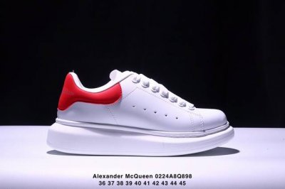 真标意大利高奢品牌Alexander Mcqueen亚历山大 麦昆 Sole Leather Sneakers低帮时装厚底休闲运动小白鞋 货号:553770 W