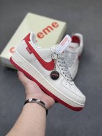 海外限量发售！公司级nike Air Force 1 '07 Low “Supreme联名--米红”空军一号 低帮 运动鞋 休闲鞋 折边针车 工艺难度大 原楦头