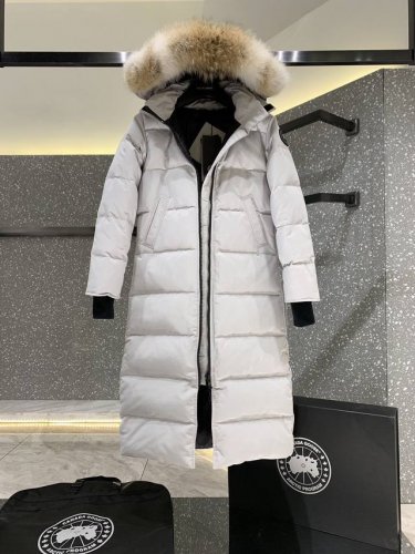 渠道优势，支持代发！ 外贸保真版：大鹅22款 黑标白桦色 Canada Goose 加拿大鹅 Mystique Parka长款女款羽绒服，Size：Xs S M
