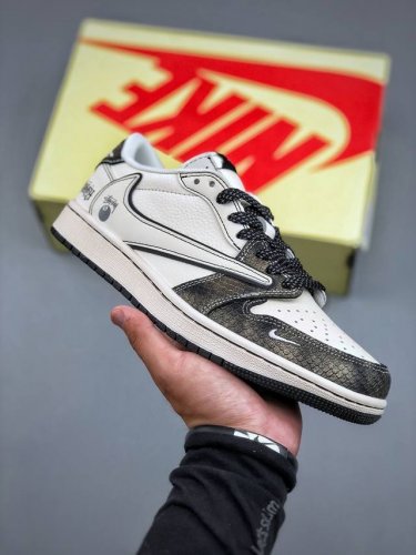 C版 Travis Scott X Nike Air Jordan 1 Low X Stussy Air Jordan 1 Low 反转黑橙白小勾满天星倒钩 纯