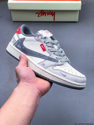 集图 公司级头层！耐克Nike Air Jordan 1 Low Aj1乔1 低帮潮流缓运动休闲板鞋。Aj1 低帮拼接 完美版型真头层牛皮# 内置缓震气垫 原鞋