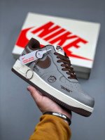 Nike Air Force 1 '07 Low “Nike联名 灰棕鬼脸”空军一号 低帮 运动鞋 休闲鞋 折边针车 工艺难度大 原楦头原纸板 原装鞋盒 定制五