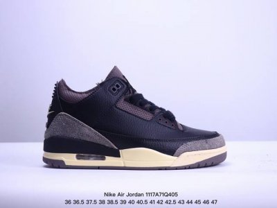公司级nike Air Jordan 3 Retro皮革 潮流 防滑耐磨包裏性 中帮 复古篮球鞋 升级原楦原档案数据开发纸版楦型 采用同源纳帕头层皮革鞋面材质