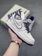 海外限量发售 公司级 Stussyx Nike Air Force 1 Low 斯图西联名 军紫色反光空军一号低帮休闲板鞋 客供高亮3M反光 定制皮料 折边针车