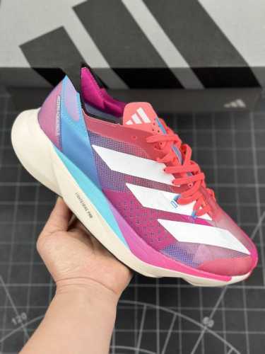 公司级Adidas Adizero Adios Pro 3马拉松飞线贾卡轻质透气休闲运动跑步鞋 采用双层透气网纱 Flywire动态飞线绑缚鞋面材质 内置Zoo