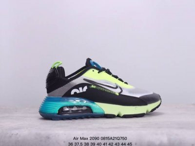 air Max 2090 蝉翼气垫运动跑鞋 黑绿蓝 Bv9977-001 鞋面采用了当下流行的透明蝉翼材质，不同位置采用不同透明度，带来丰富层次感，更大的全新