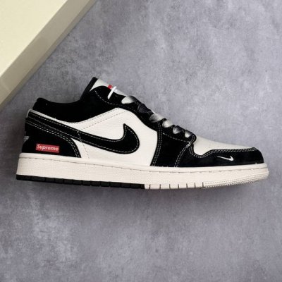 本地290 核心私 air Jordan 1 Low Aj1 乔1 Supreme联名-黑白双拼 高端定制 低帮复古篮球鞋 #定制鞋盒 大厂纯原品质出货 超高清