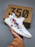 Diy定制 涂鸦Adidas Yeezy Boost 350 V2椰子百搭轻便爆米花中底休闲运动慢跑鞋 尺码：36-45