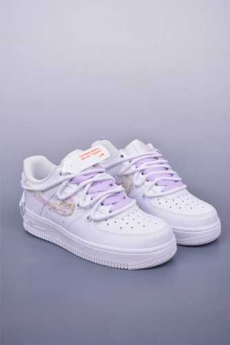 Nike Air Force 1 Low 白紫小香风 原楦头原纸板 打造纯正空军版型 专注外贸渠道 全掌内置蜂窝气垫 原盒配件 原厂中底钢印、拉帮完美 官方货号