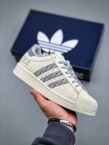 c版 Adidas Originals Superstar X Dior 白灰采用全新头层拼接皮革材质后跟采用特色3D立体印字 渠道正品订单 诠释市场最高工艺水