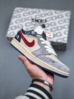 Air Jordan 1 Low Aj1 乔1 北面联名 灰蓝红勾 高端定制 低帮复古篮球鞋 Dm9 -012 #定制鞋盒 大厂纯原品质出货 超高清洁度 皮料切