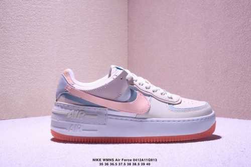真标耐克Nike Wmns Air Force 1 Shadow全新少女系解构主义设计 马卡龙空军一号轻量增高低帮百搭板鞋 为经典设计注入玩味元素 分层结构、加