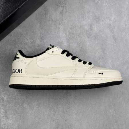 本地 核心私 Travis Scott X Fragment Design X Air Jordan 1 Low Og Sp Aj1 乔1 迪奥联名-米白黑底 - 点击图像关闭
