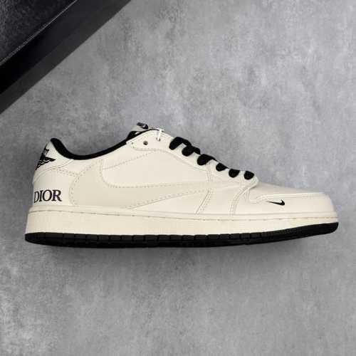 本地 核心私 Travis Scott X Fragment Design X Air Jordan 1 Low Og Sp Aj1 乔1 迪奥联名-米白黑底