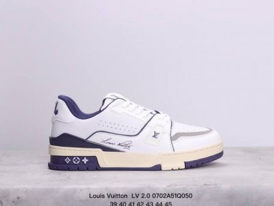 公司级路易威登 Louis Vuitton Lv 2.0路易威登板鞋 二代 拼接皮革 内嵌式绑带 新款 Lv Trainer最新配色运动鞋 L家 篮球鞋风格运动