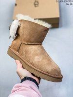 Ugg秋季女士舒适时尚平底保暖迷你双蝴蝶结款休闲雪地靴 1127130 Ugg 市场最高品质永恒不变的经典！高筒3粒松木口原版发售，皮料:Ugg公司制定专用隆丰