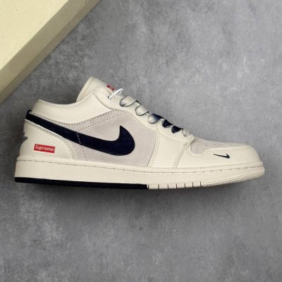 本地290 核心私 Air Jordan 1 Low Aj1 乔1 Supreme联名-深蓝双拼底 高端定制 低帮复古篮球鞋 #定制鞋盒 大厂纯原品质出货 超高